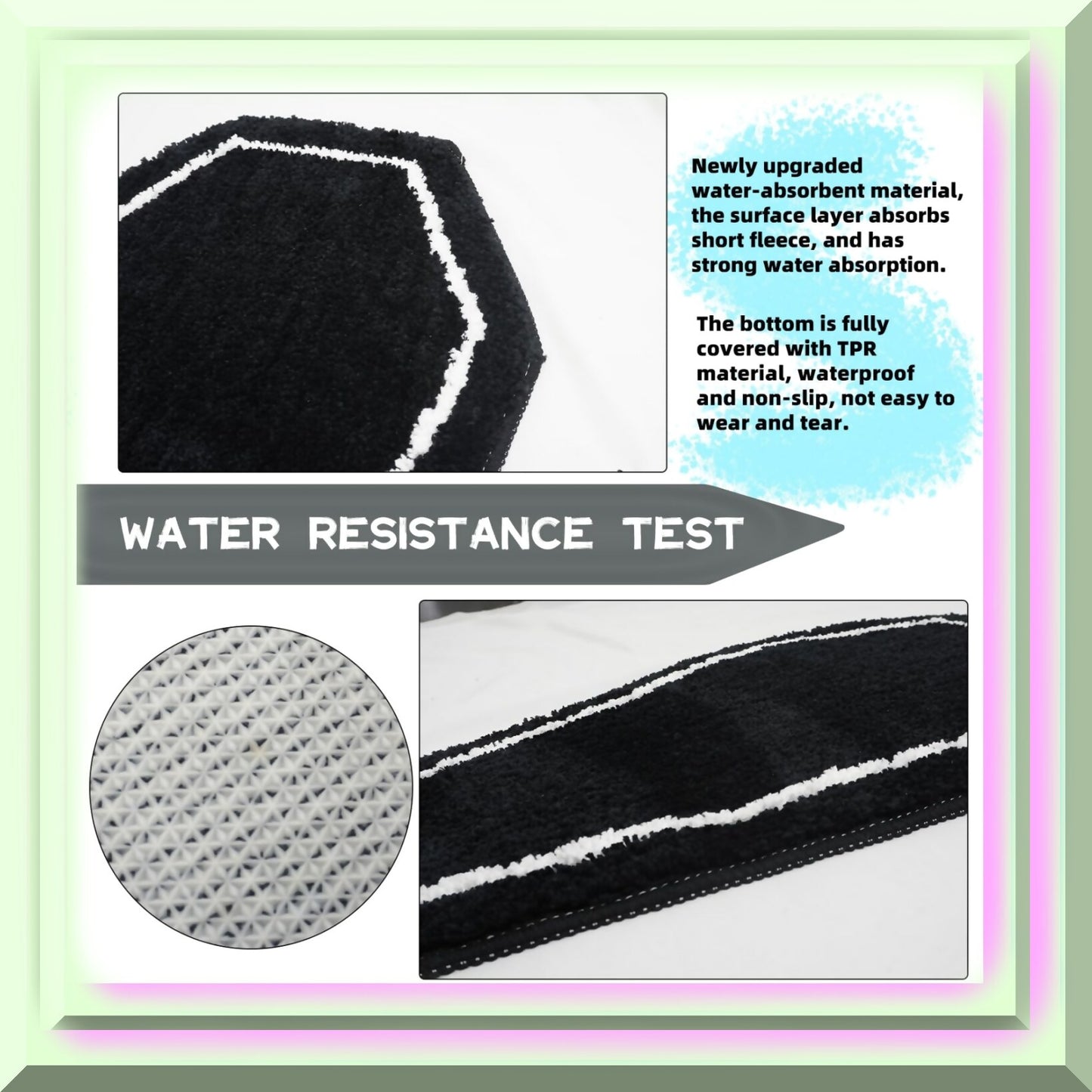 Coffin Bath Mat Rug 24x14in Black Flannel