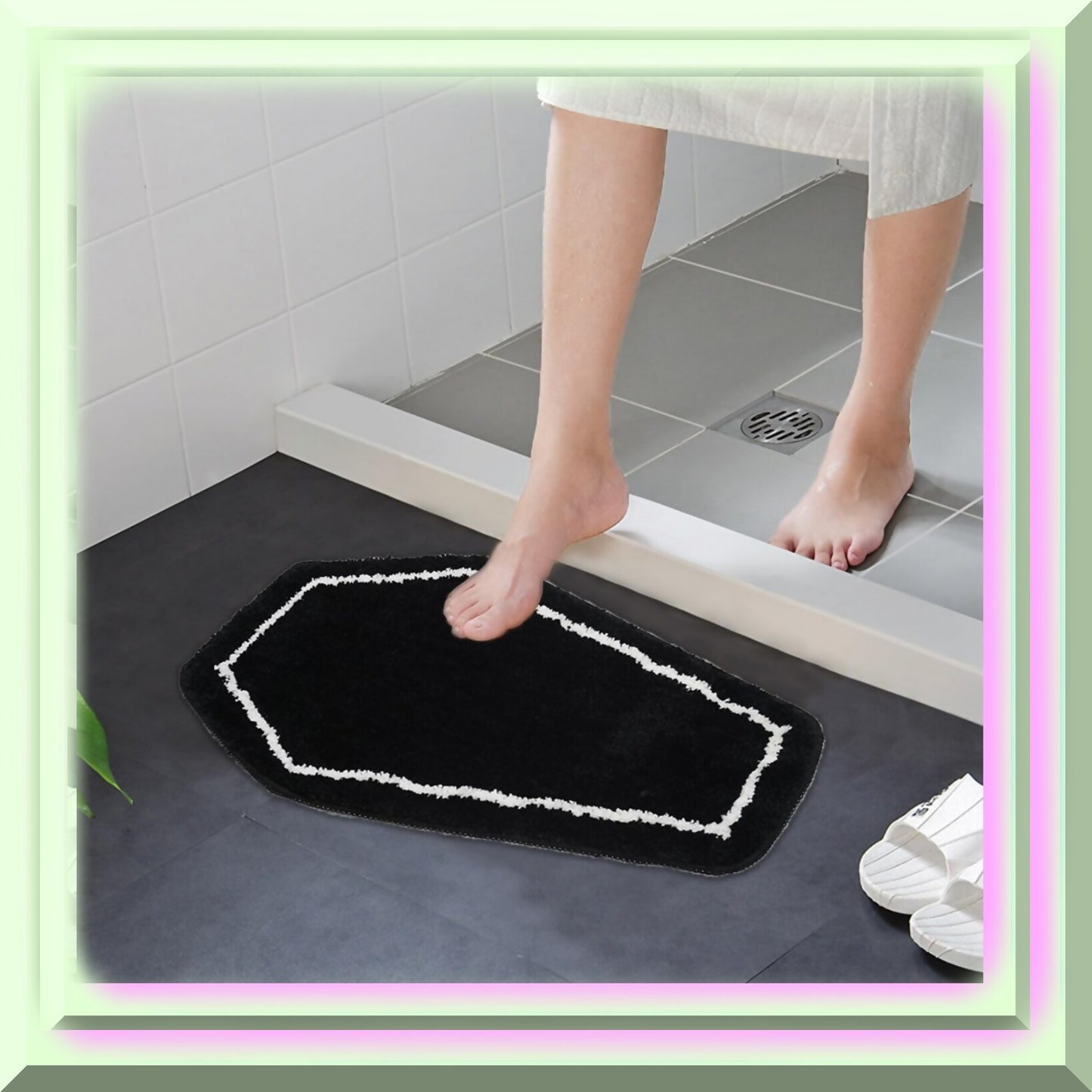 Coffin Bath Mat Rug 24x14in Black Flannel