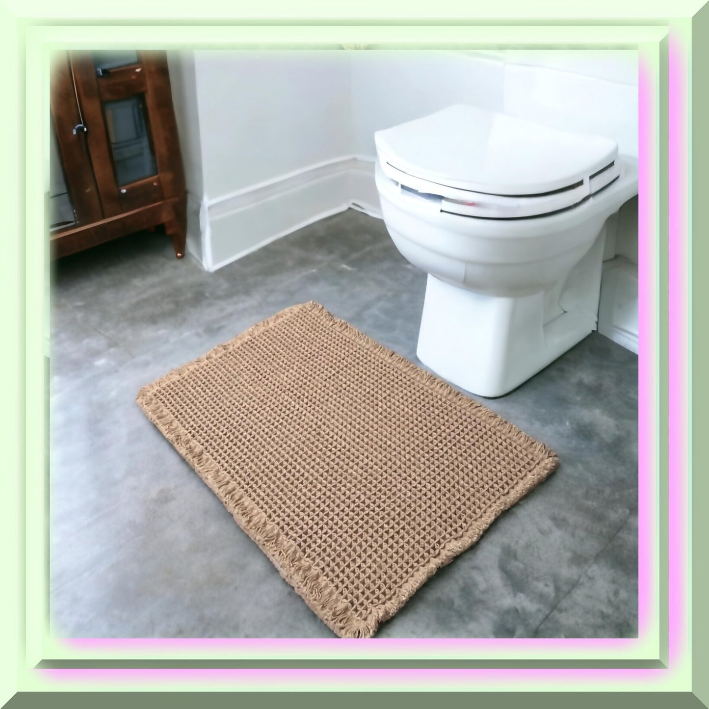 Waffle Bath Mat 18"X30" Brown Microfiber