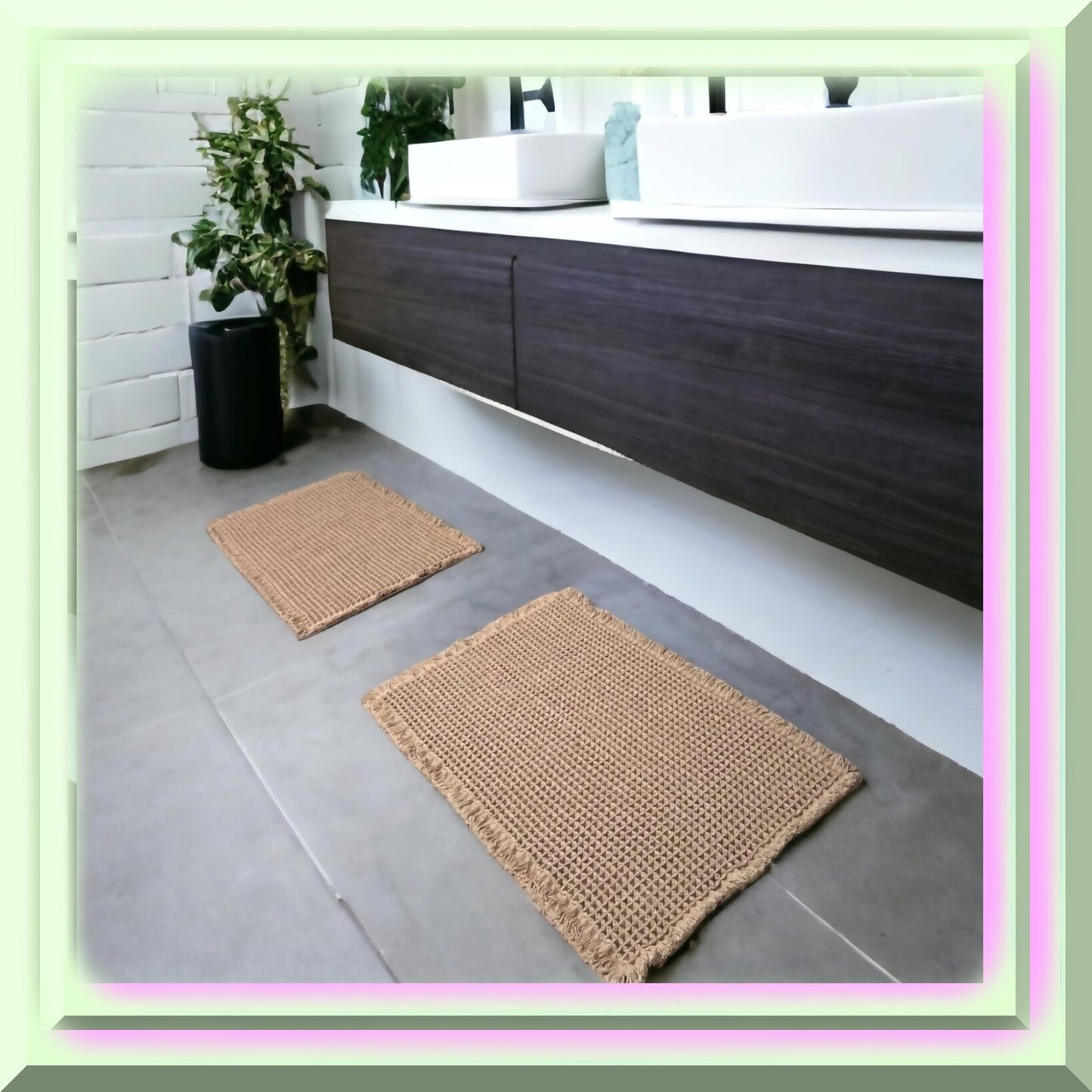 Waffle Bath Mat 18"X30" Brown Microfiber