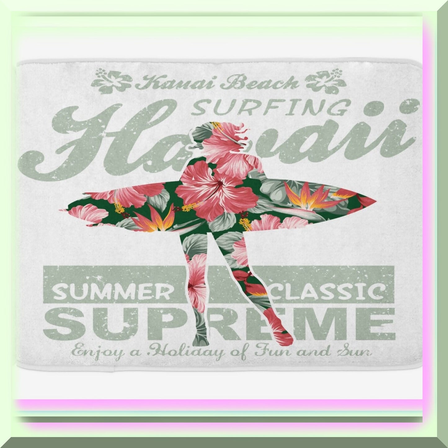 Hawaiian Bath Mat Coral Green 30.2" x 20"