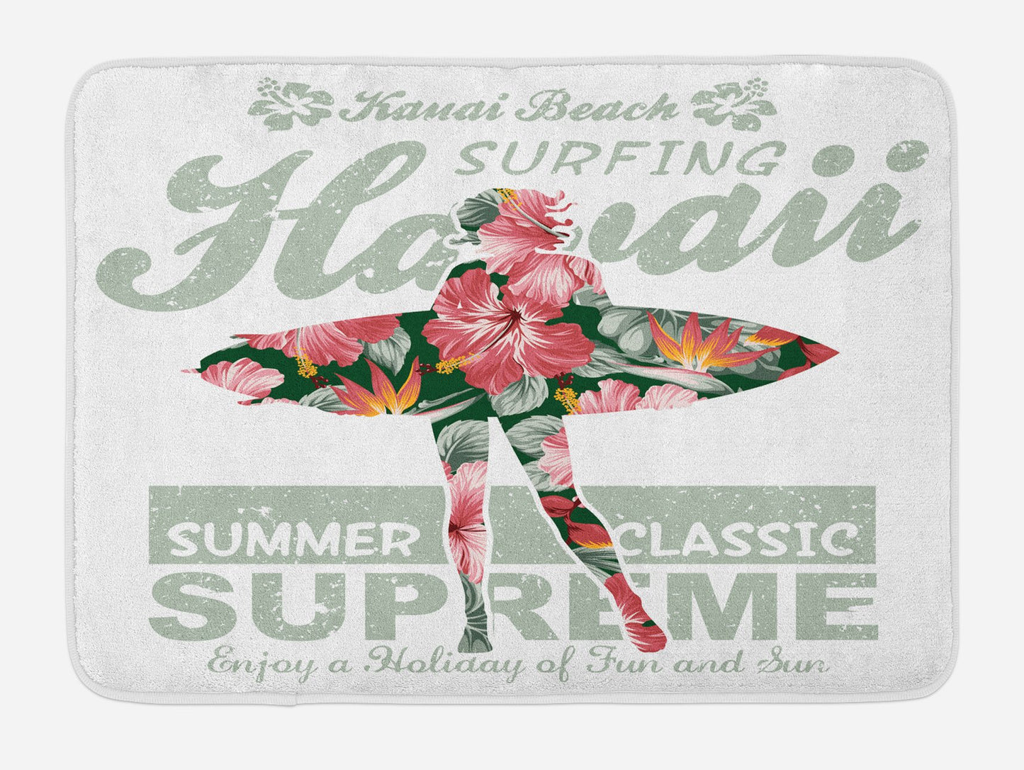 Hawaiian Bath Mat Coral Green 30.2" x 20"