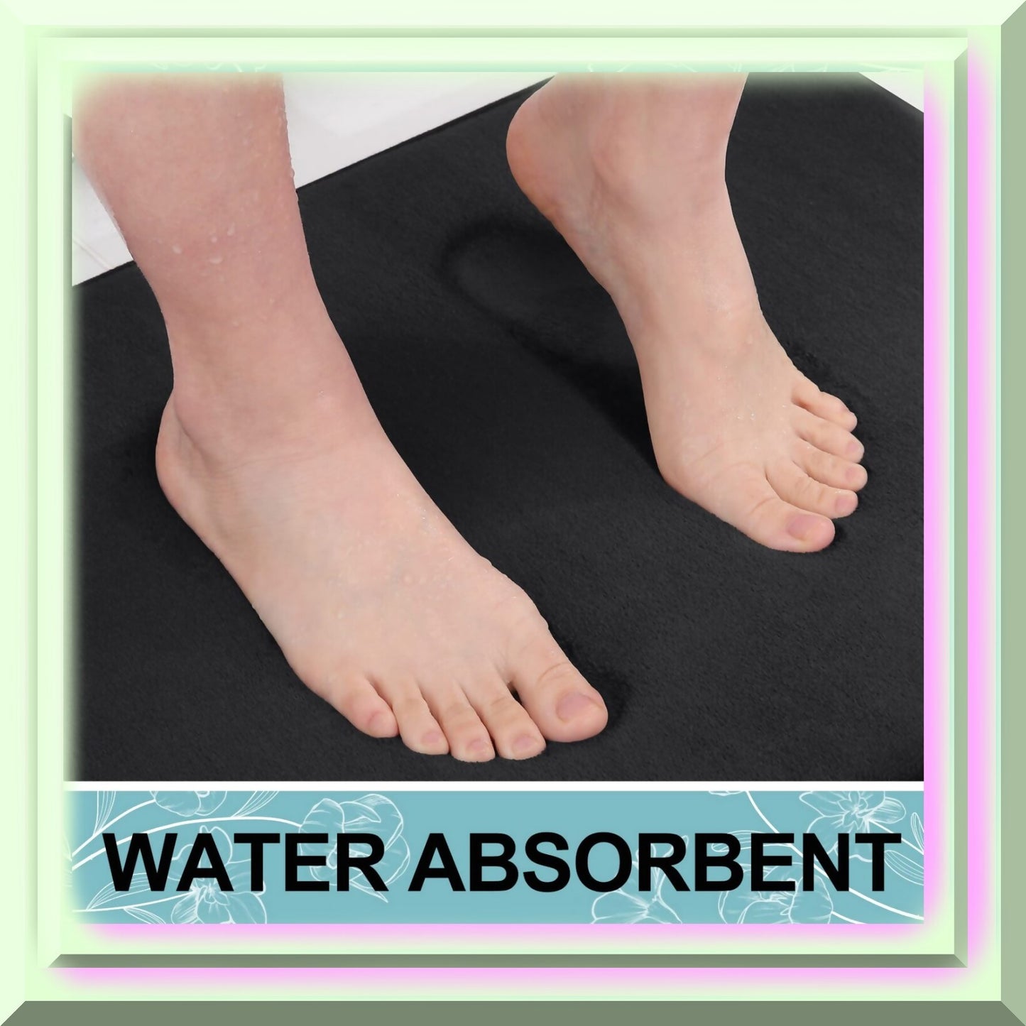Memory Foam Bath Mat 24"x16" Black