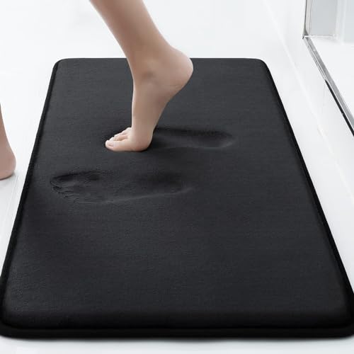 Memory Foam Bath Mat 24"x16" Black