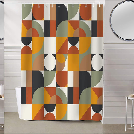 Shower Curtain 72x96 inch Orange Brown Green Abstract
