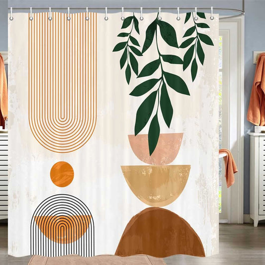 Mid Century Modern Shower Curtain 72x72in Orange