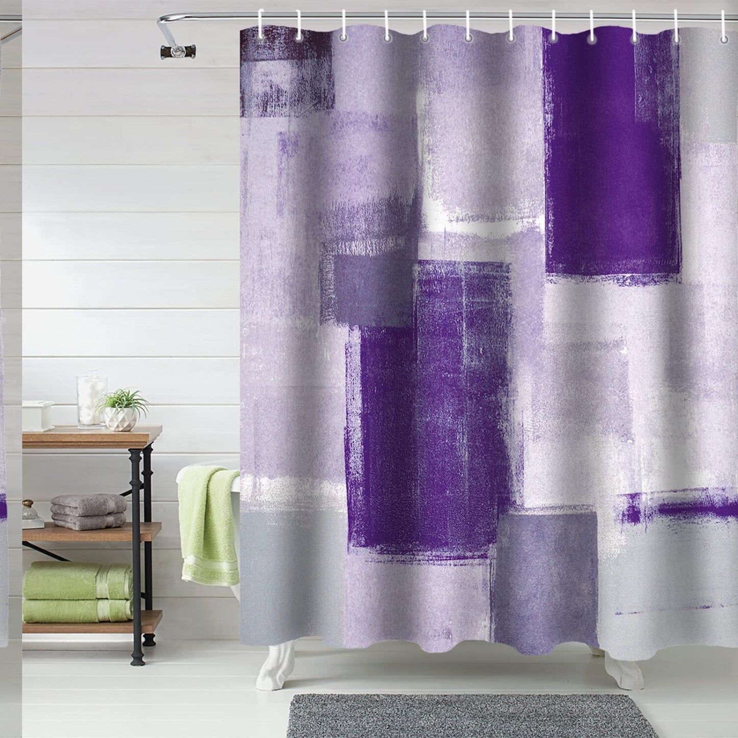 Fabric Shower Curtain 36x72 Lavender Geometric