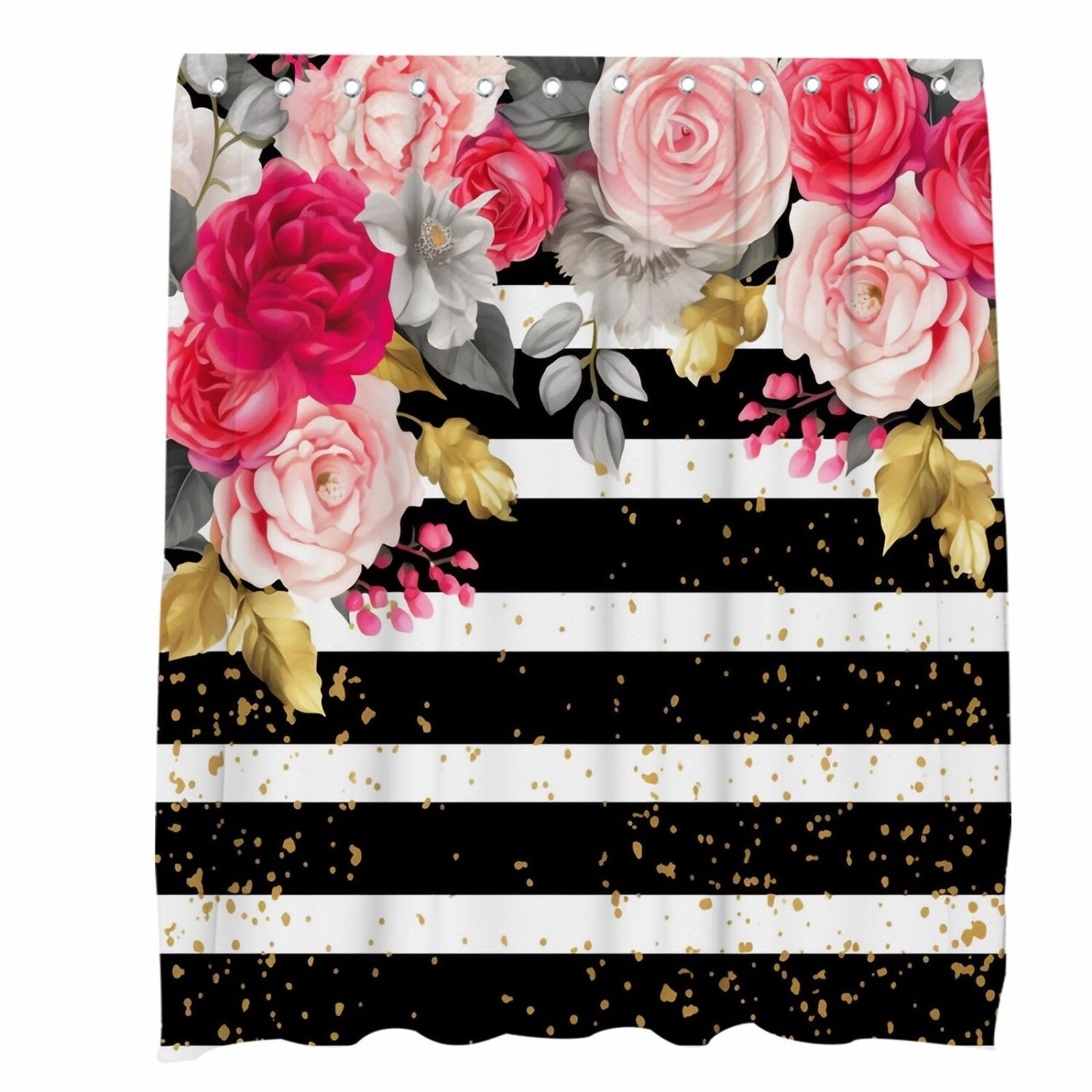 Pink Floral Shower Curtain 72x72 with Hooks