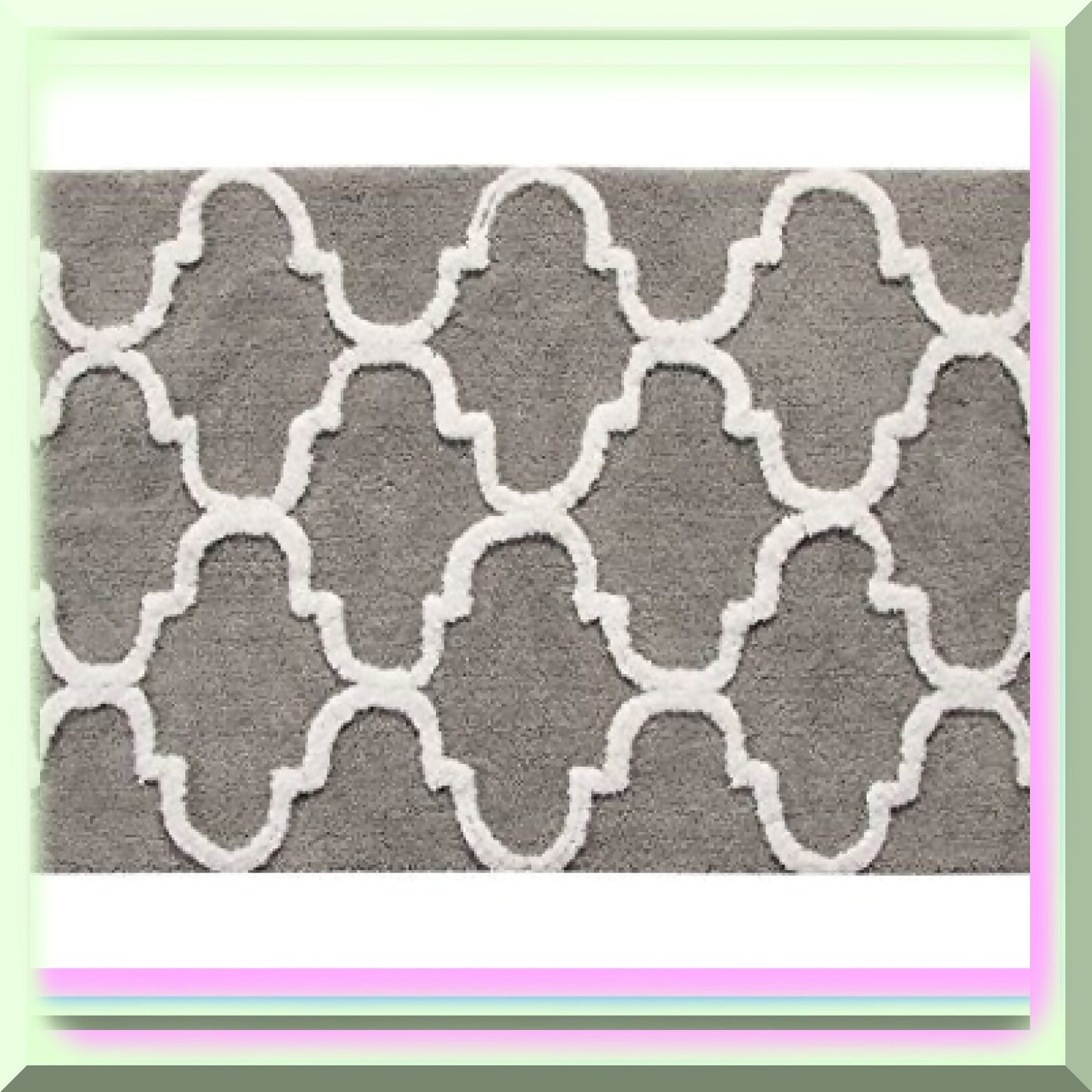 Cotton Bath Rug 36x24 Inch Grey/White Geometric