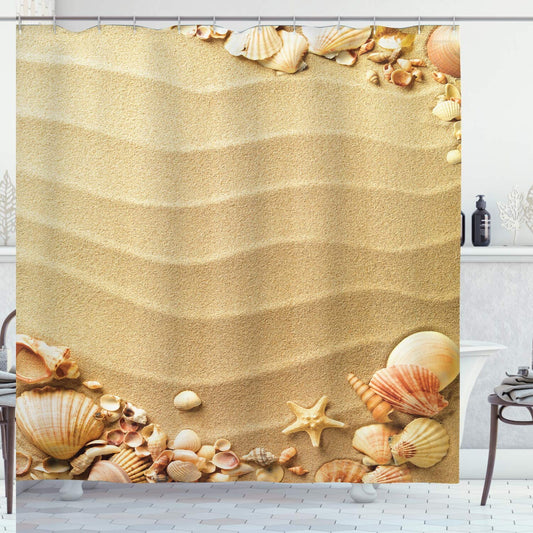 Beach Shower Curtain Nautical Sea Shells 69x70 inches