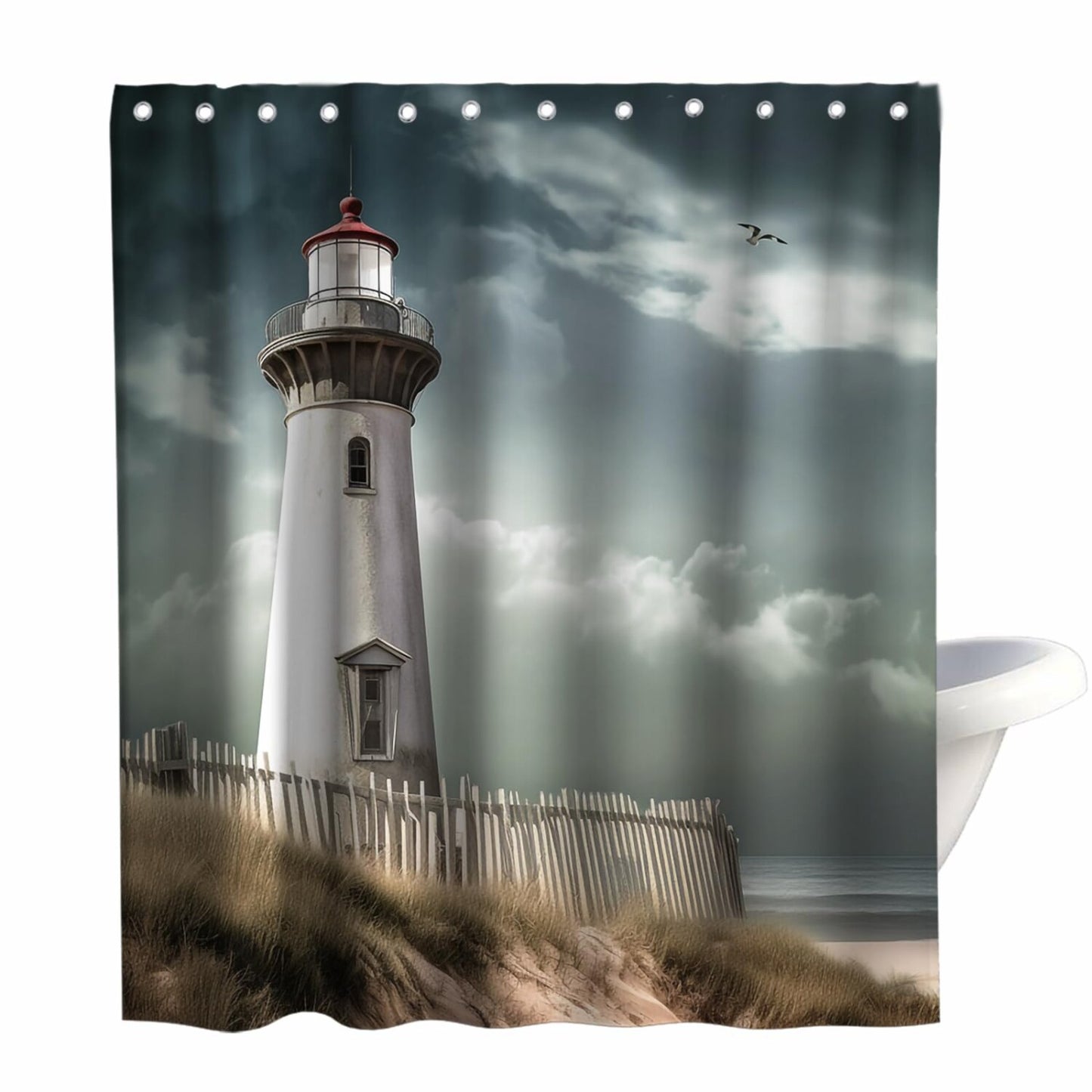 Lighthouse Nautical Shower Curtain 72x80 Inches