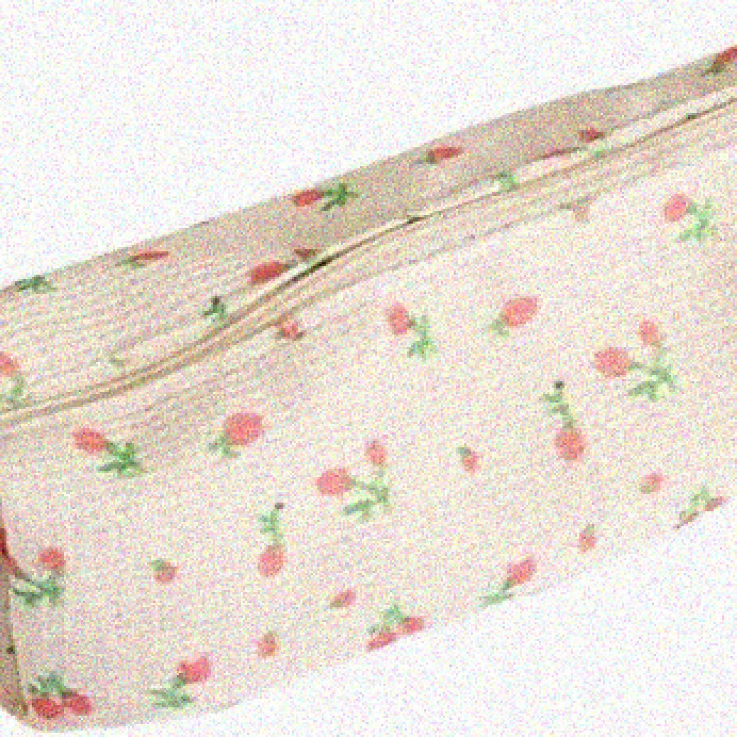Pink Floral Canvas Pencil Bag with Strawberries
