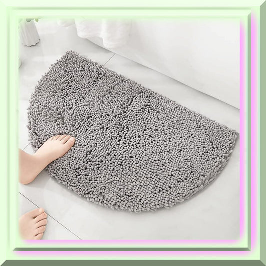 Half Round Microfiber Chenille Bathroom Bath Rug 50-80cm