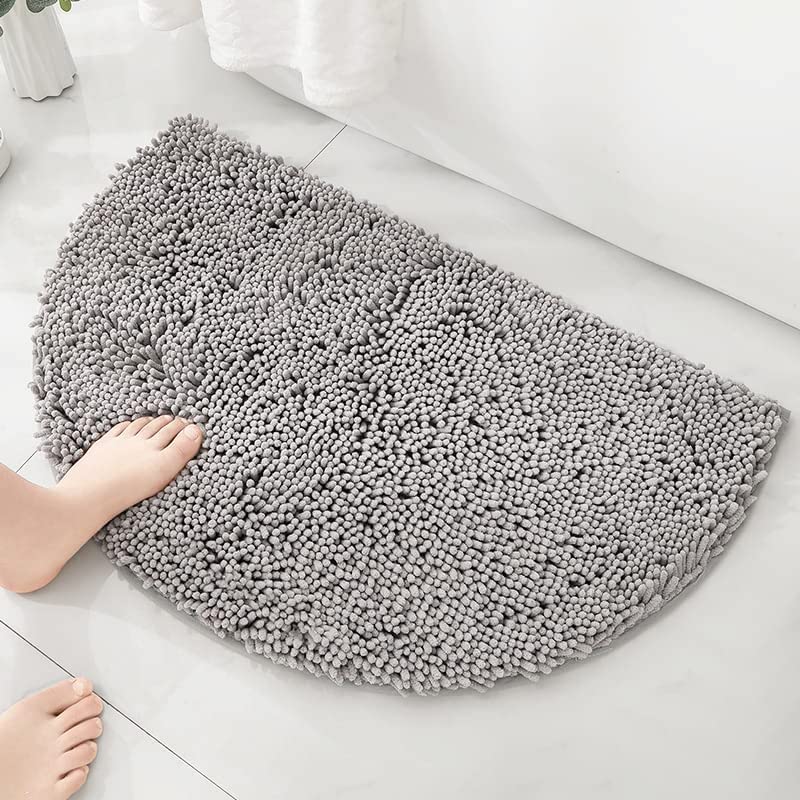 Half Round Microfiber Chenille Bathroom Bath Rug 50-80cm