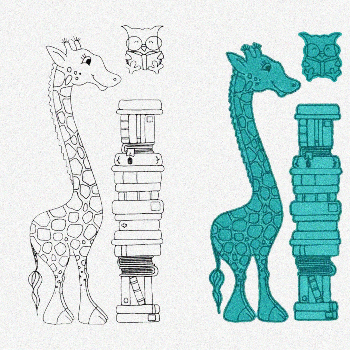 Knowledgeable Animals Giraffe Owl Stamp and Die Set