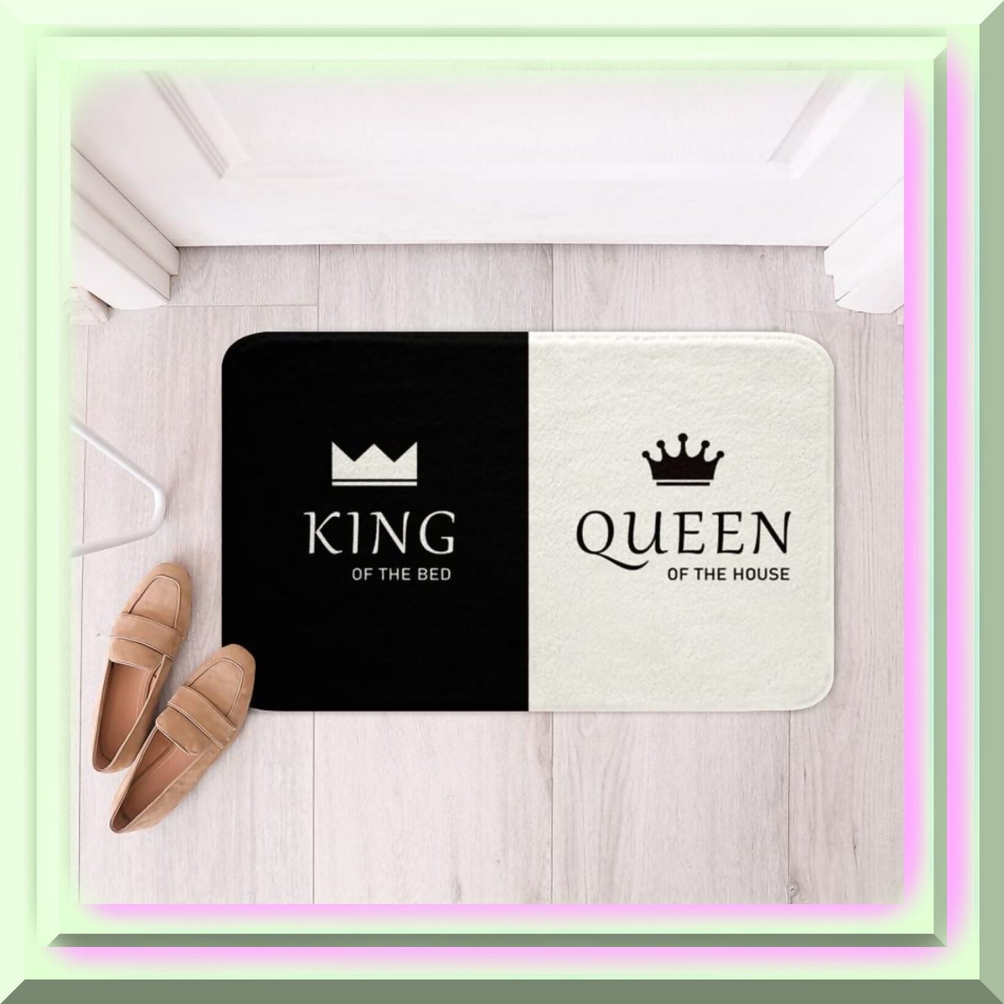 Matching Couple Bathroom Rug 20"x32" Black and White