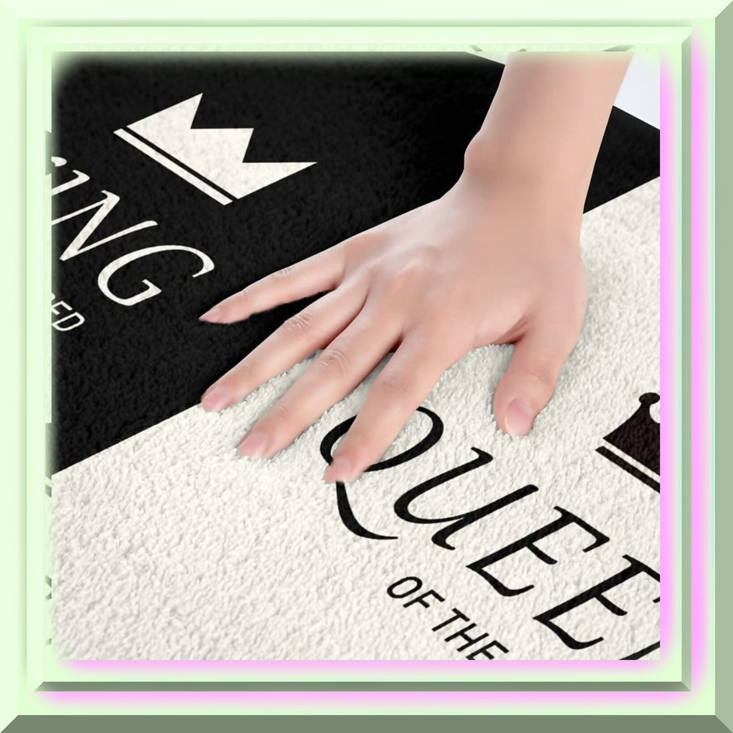 Matching Couple Bathroom Rug 20"x32" Black and White