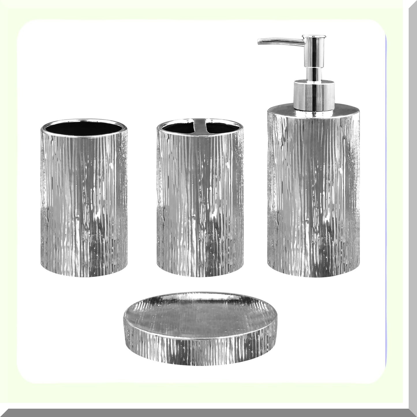 Ceramic Bathroom Accessories Set 4 Pieces Silver