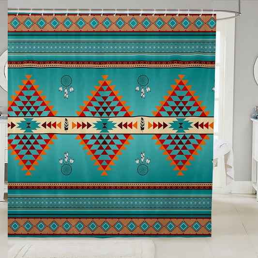 Aztec Waterproof Bathroom Curtain 72x72 Ethnic Tribal Arrow