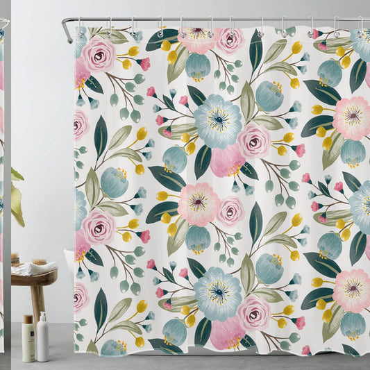 Boho Floral Shower Curtain 72x72 Inch