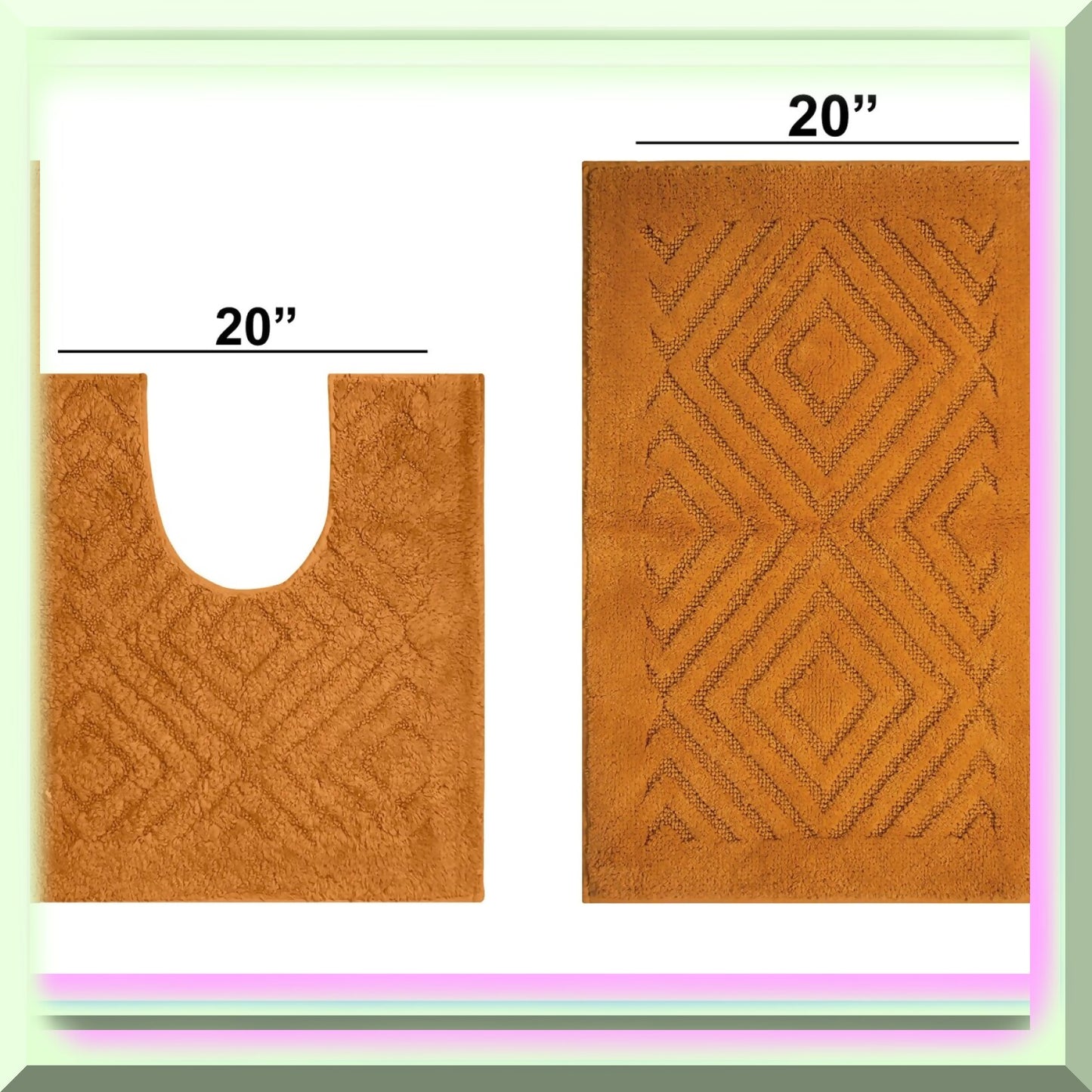 2-Piece Cotton Bath Mat Set in Orange