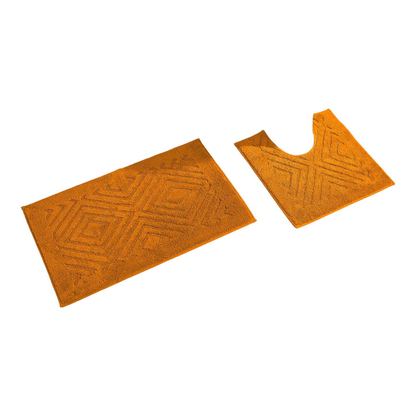2-Piece Cotton Bath Mat Set in Orange