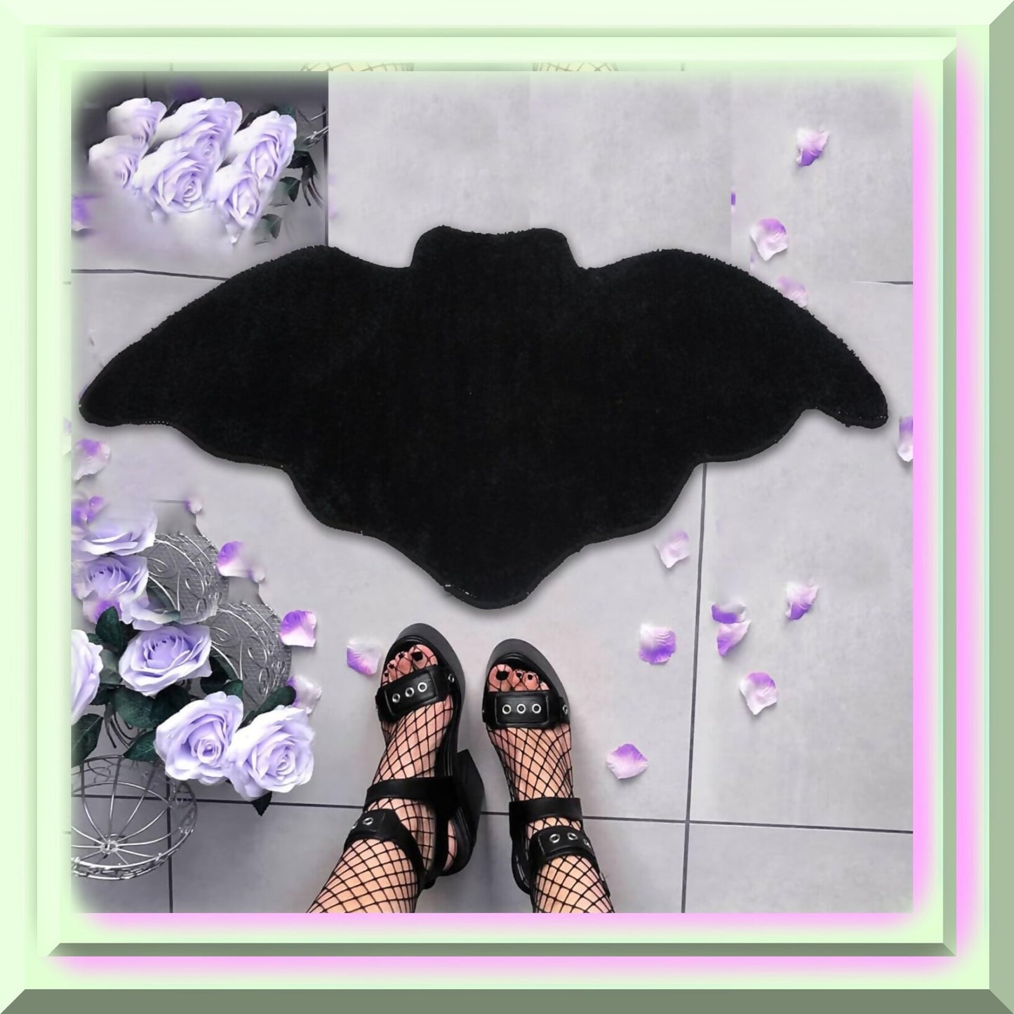 Bat Bath Mat 36x20 in Black Non Slip