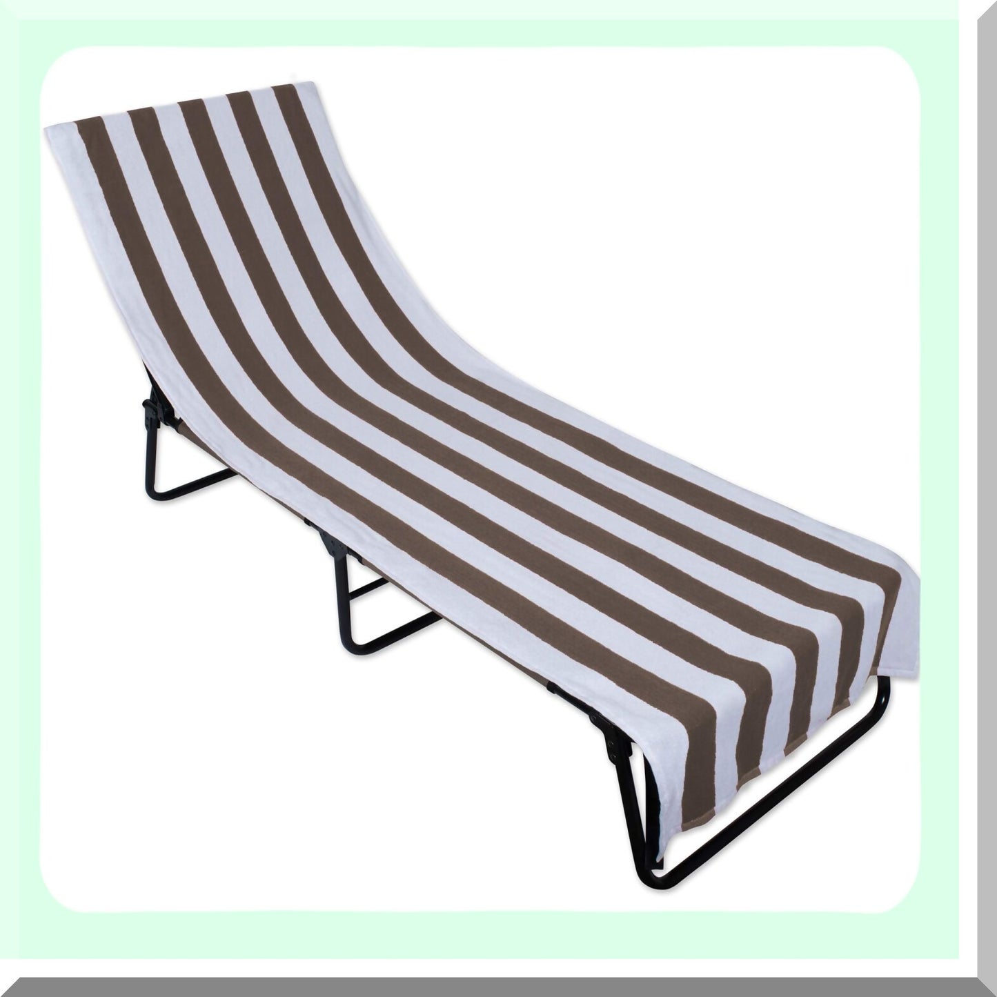 Stripe Beach Lounge Chair Towel 26x82 Stone