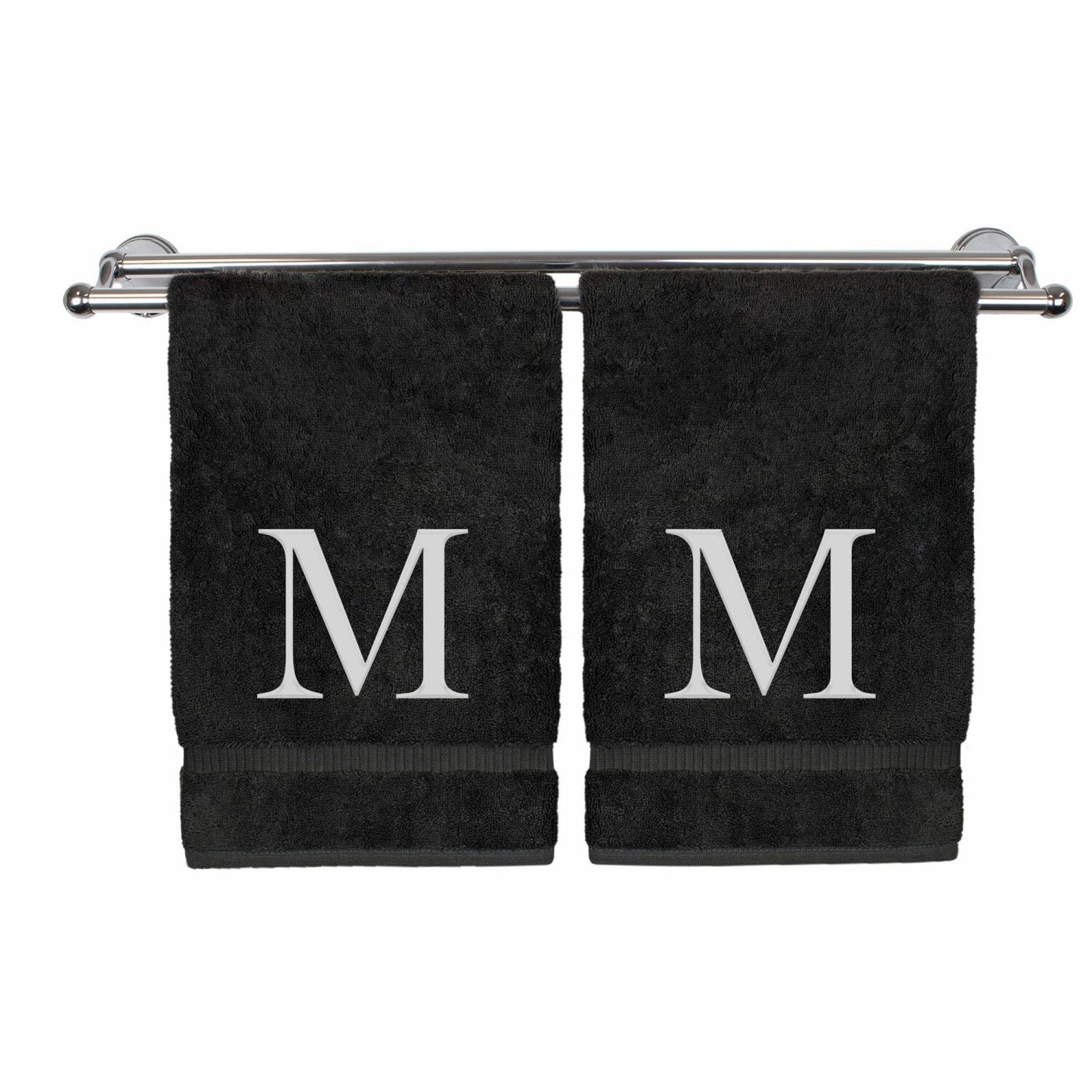 Set of 2 Monogrammed White Hand Towels