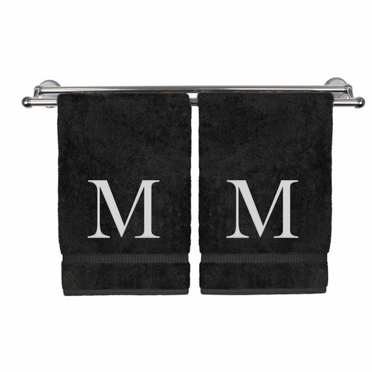 Set of 2 Monogrammed White Hand Towels