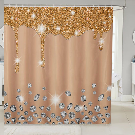 Silver Glitter Print Shower Curtain 72"x72"