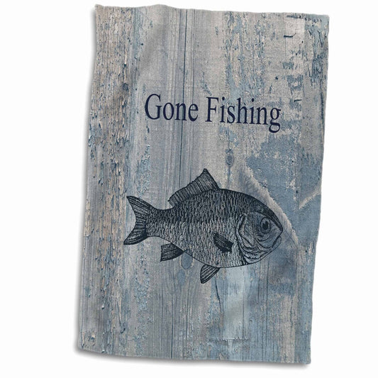 3D Rose Gone Fishing Beach Theme Towel 15x22