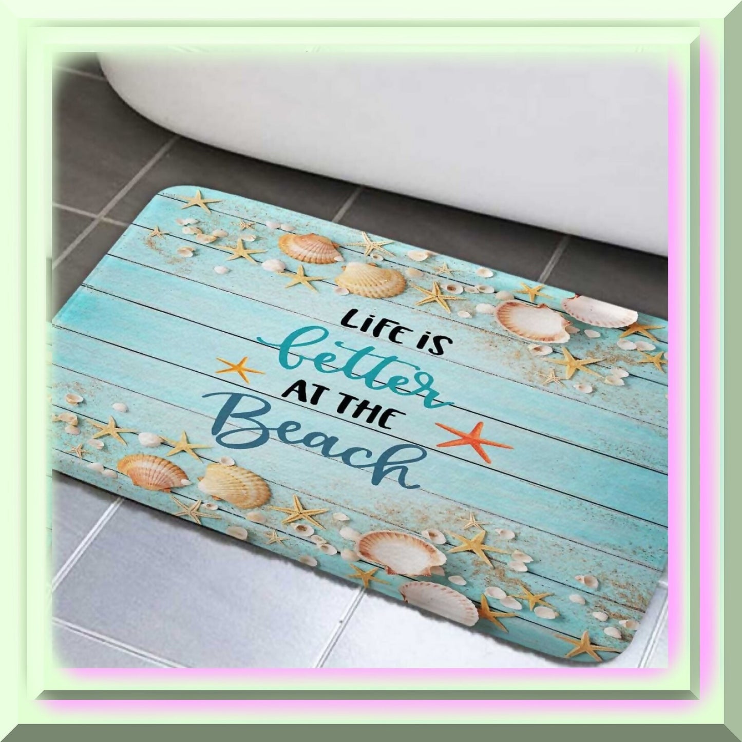 Seashell Beach Bathroom Rug 17x29 Inches