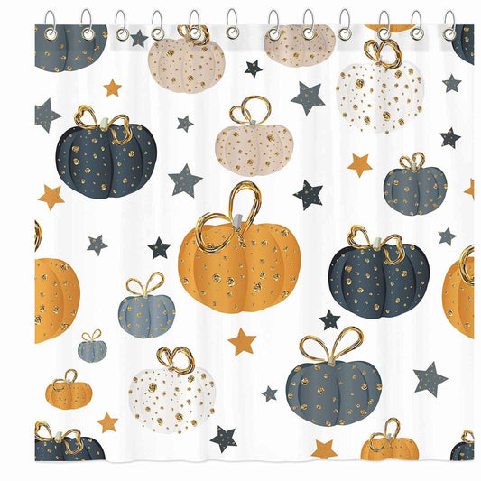 Autumn Pumpkin Stars Shower Curtain 72x72 inches