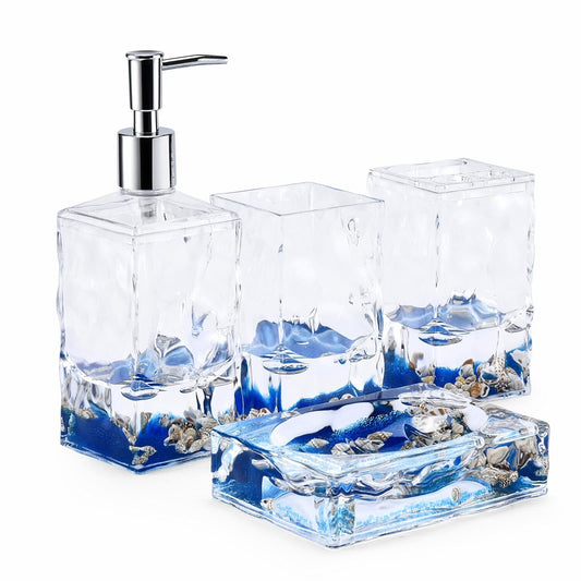 4 Piece Acrylic Floating Shell Bathroom Accessory Set