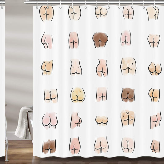 Funny Shower Curtain for Bathroom, White, 72x72 Inches