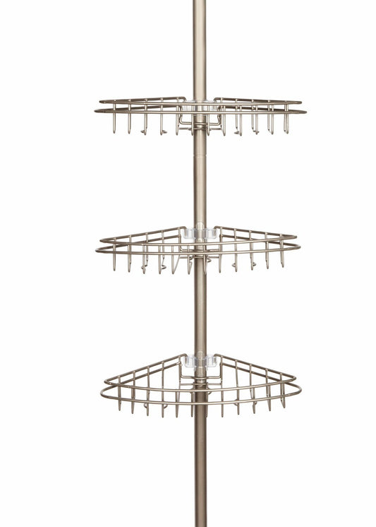 Adjustable Height Metal Corner Shower Caddy with 3 Baskets