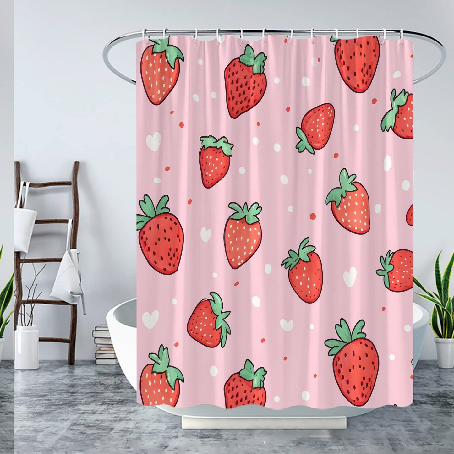 Pink Strawberry Shower Curtain 70x70 inch