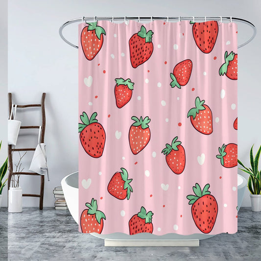 Pink Strawberry Shower Curtain 70x70 inch