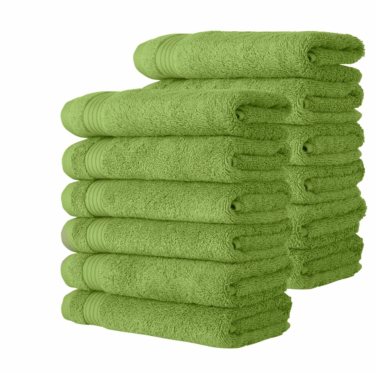 12-Pack Green Cotton Washcloths 12x12 Inches