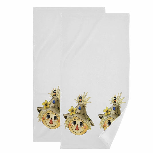 Autumn Watercolor Scarecrow Hand Towels Set of 2