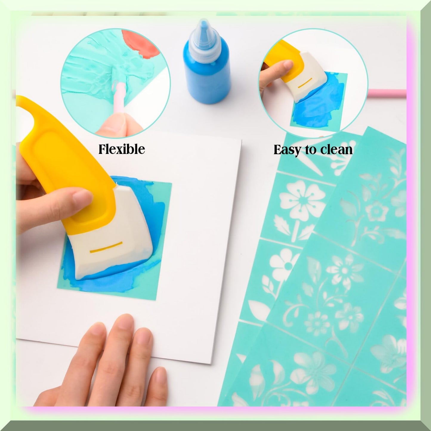 DIY Floral Screen Printing Kit with 2 Templates