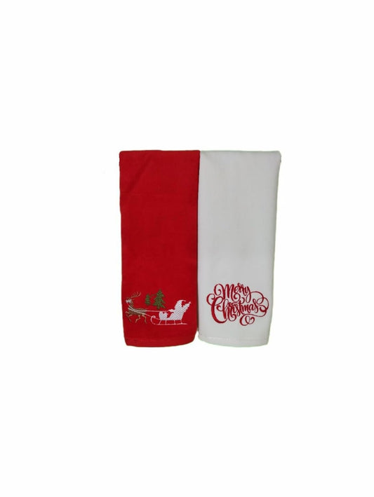 Merry Hand Towels Set 2P 12x20 Light Red