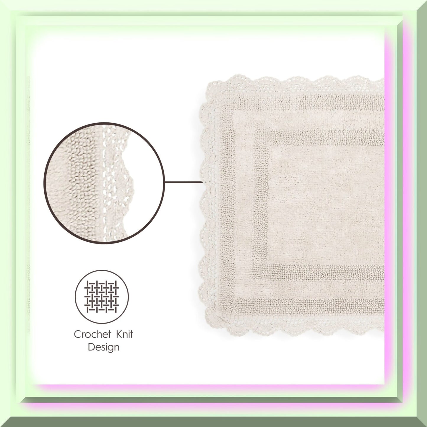 Crochet Cotton Bath Rug 21x34 Creamy White