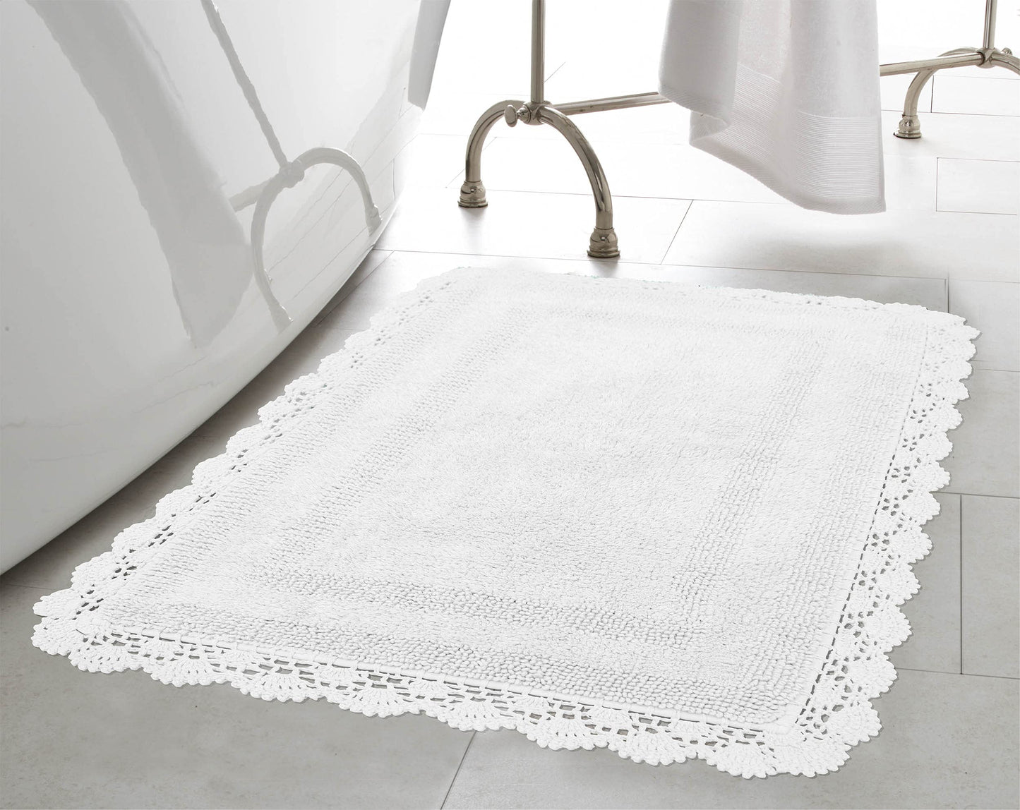 Crochet Cotton Bath Rug 21x34 Creamy White