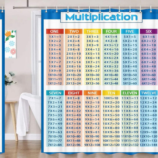 Colorful Math Calculation Table Shower Curtain 72x84 in