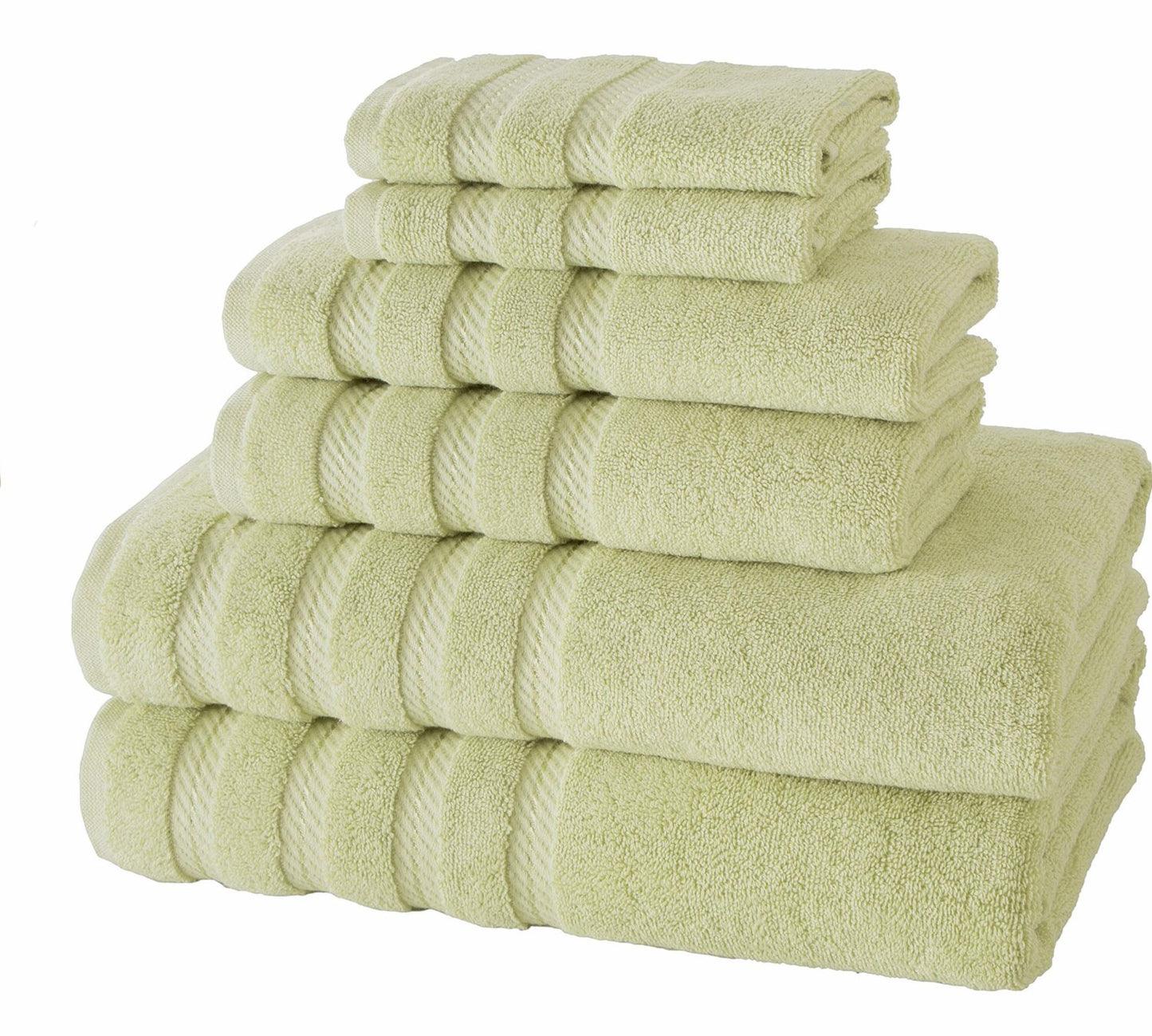 6-Piece Cotton Bathroom Towel Set Light Green