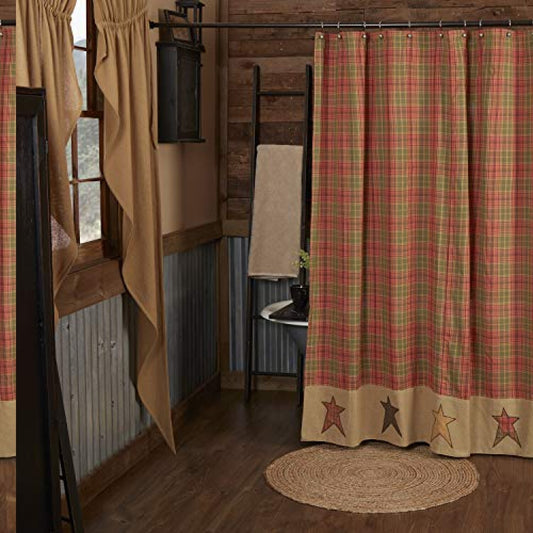 Primitive 72"x72" Stars Border Shower Curtain