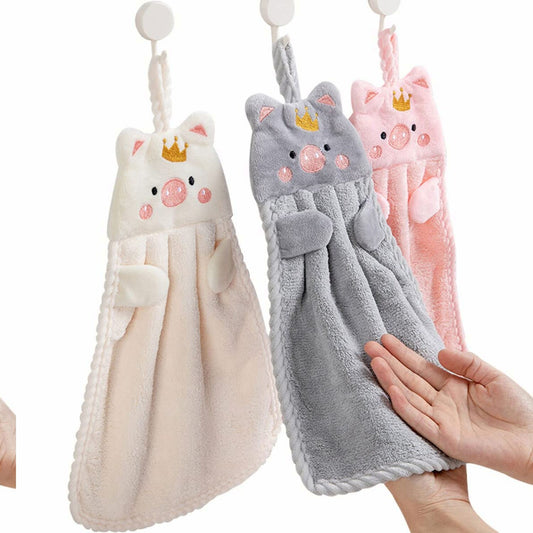 3 Pack Cartoon Hanging Hand Towels for Kids