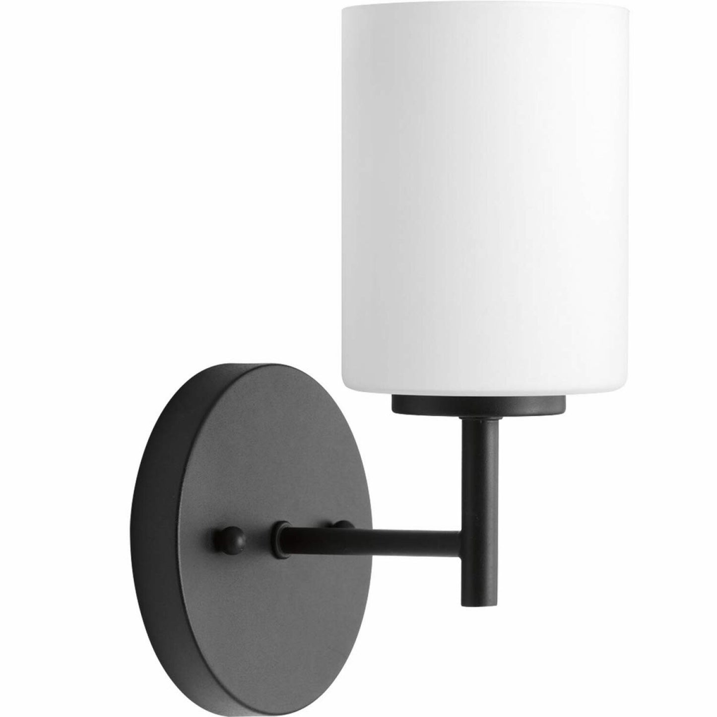 Replay Collection 1-Light Etched White Glass Black Bath Vanity Light